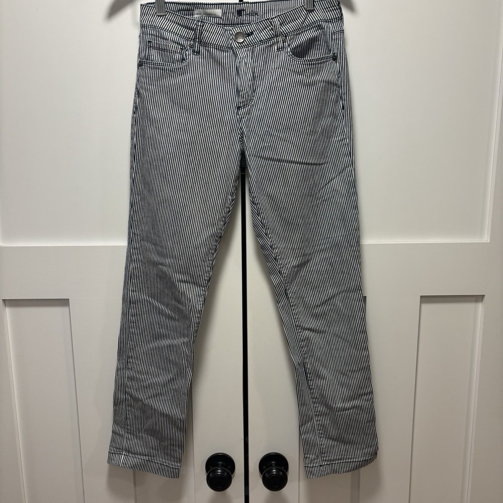KUT From The Kloth Reese Ankle Straight Leg Jeans Womens 0 Navy and White Stripe